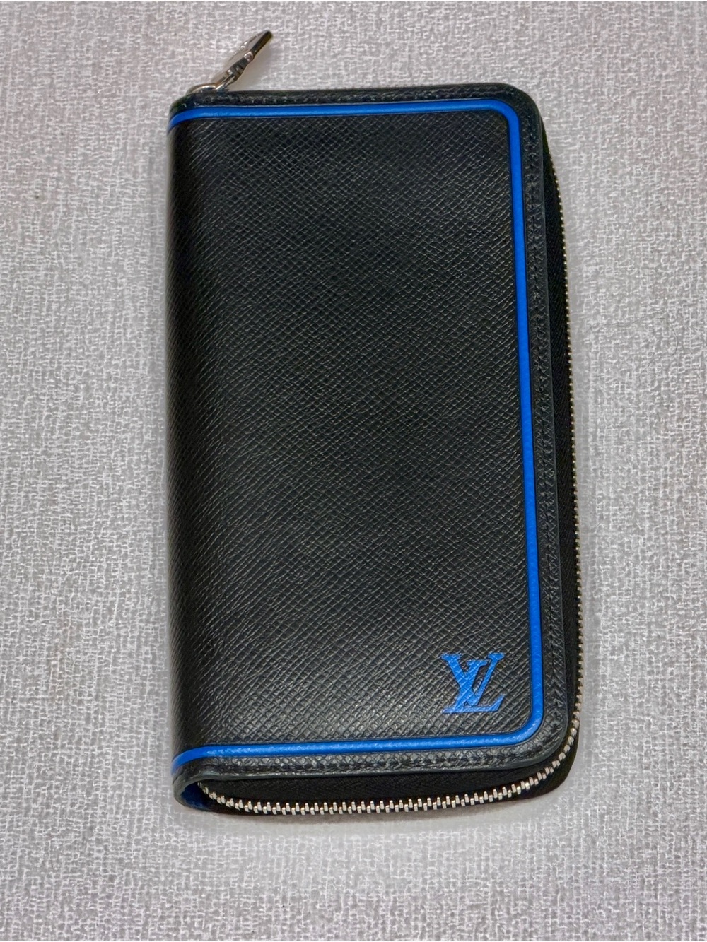 Louis Vuitton Black with Blue Trim Zip Wallet